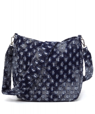 Dotted Distressed Denim Crossbody Bag LY135-Z DARK DENIM